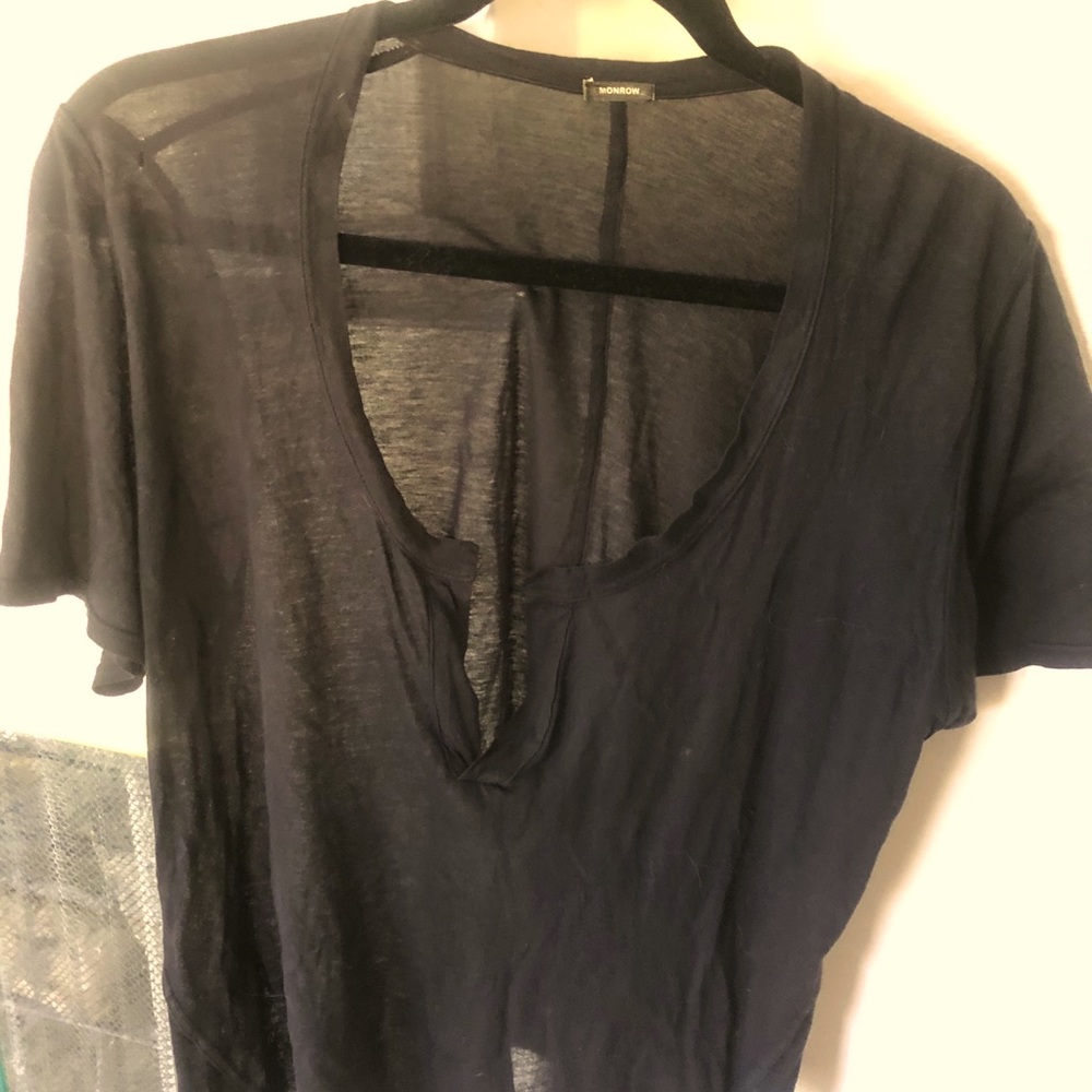 Monrow tissue weight black t shirt